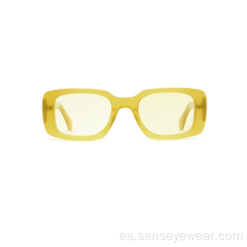 Diseño de moda cuadrado UV400 Gafas de sol de acetato polarizado